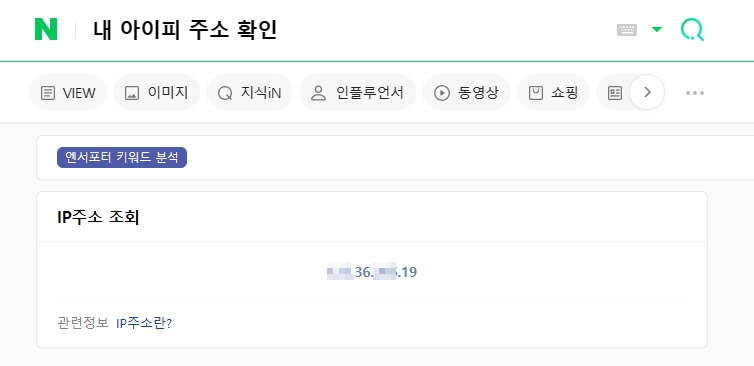내가 쓰고 있는 아이피(IP) 주소 간단하게 확인하기