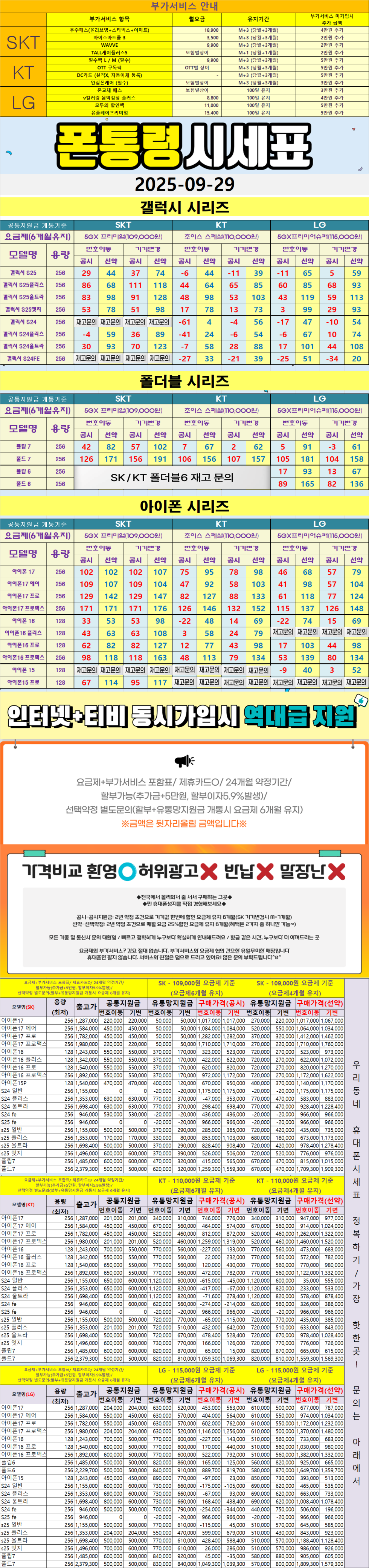 덕소- 경기도 남양주시 휴대폰성지 시세표(와부읍/화도읍/덕소리/월문리/도곡리/팔당리/시우리/진중리/송촌리/삼봉리)