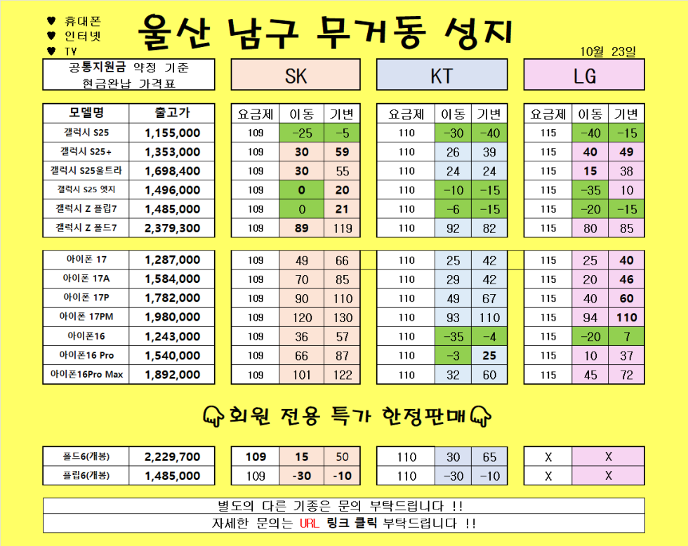 10월 23일 )) 울산 무거동 성지 //SKT 폴드5 특가// 말바뀜 없음X // KT S24+,U 재고떨이!! 막차!! // 차비지원 ㄱㄱㄱㄱㄱㄱㄱ