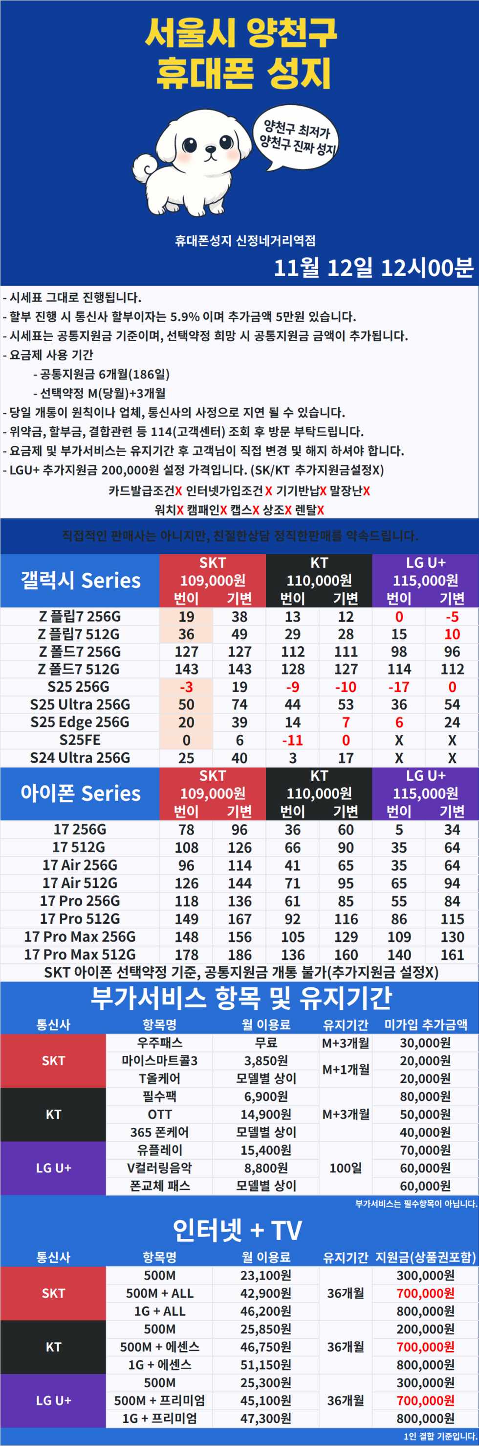 [양천구] 서울시 양천구 휴대폰성지 1등 시세표 [말장난 시 택시비 드림]