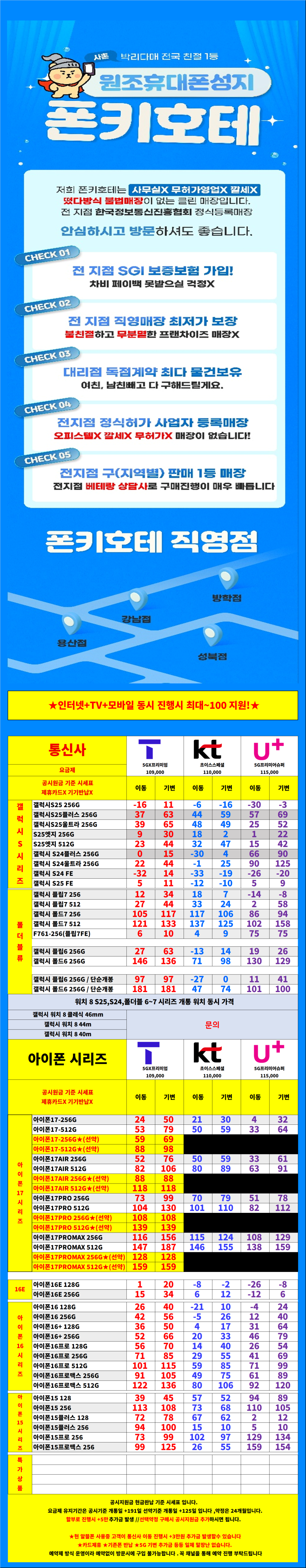 서울시 용산 / 용산구 휴대폰 성지 시세표