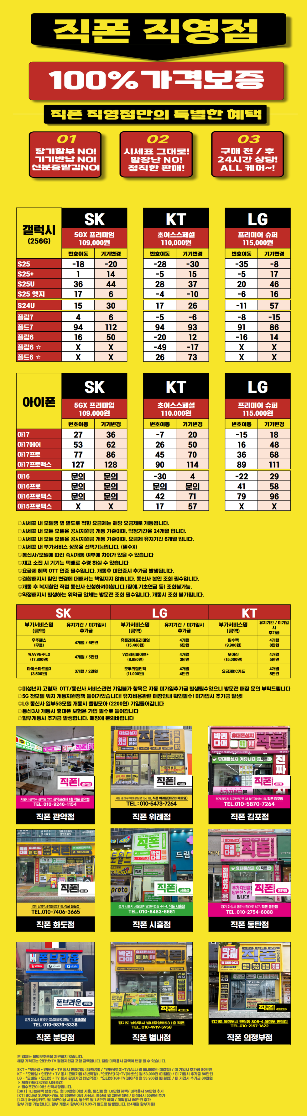 [직폰 본사직영점] 남양주점 시세표(카드X,기기반납X,장기할부X)