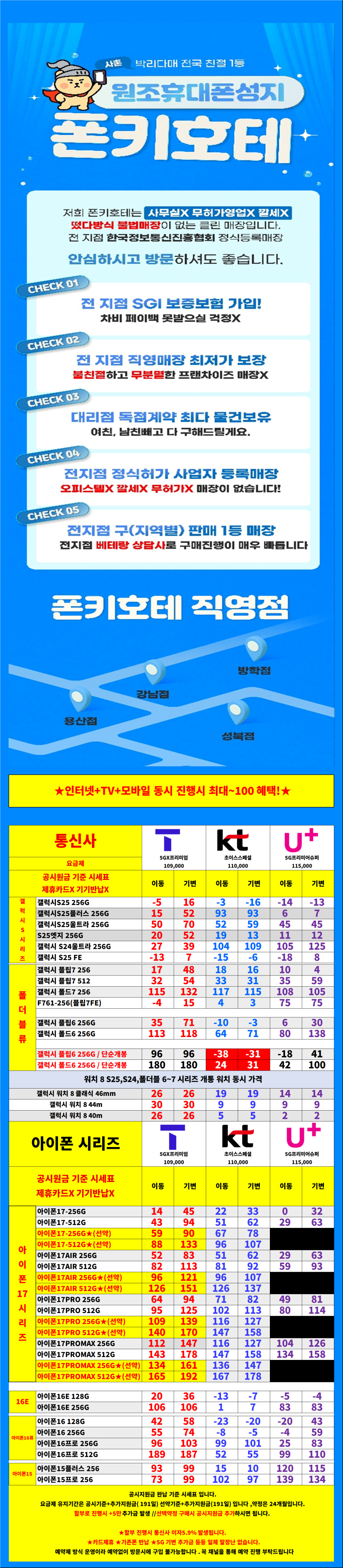 용산구 1월특가판매 서울시 용산 / 용산구 휴대폰 성지 시세표. 키즈폰특가 / 당일지급 / 카드결합X / 기기반납X