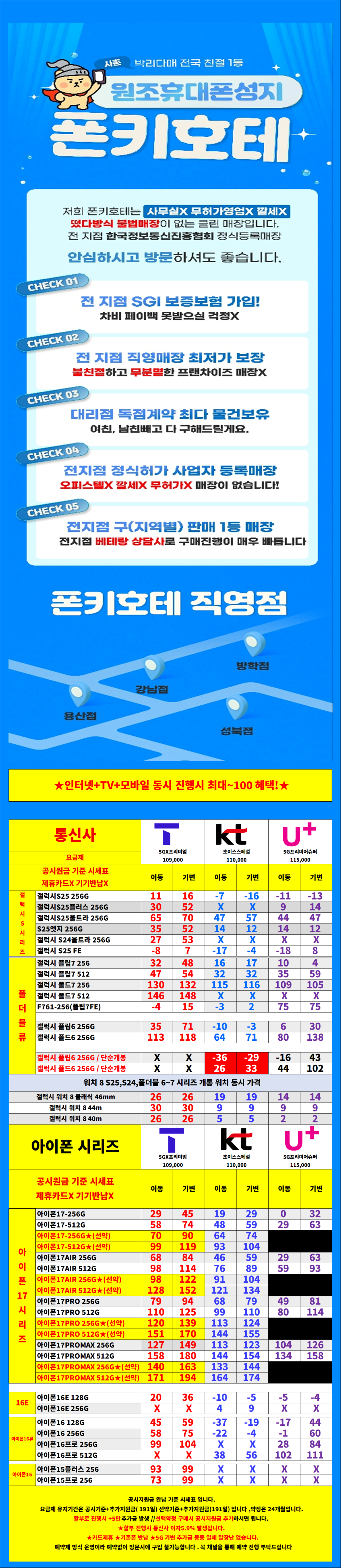 [용산구 1월특가판매] 서울시 용산 / 용산구 휴대폰 성지 시세표. 키즈폰특가 / 당일지급 / 제휴카드X / 기기반납X