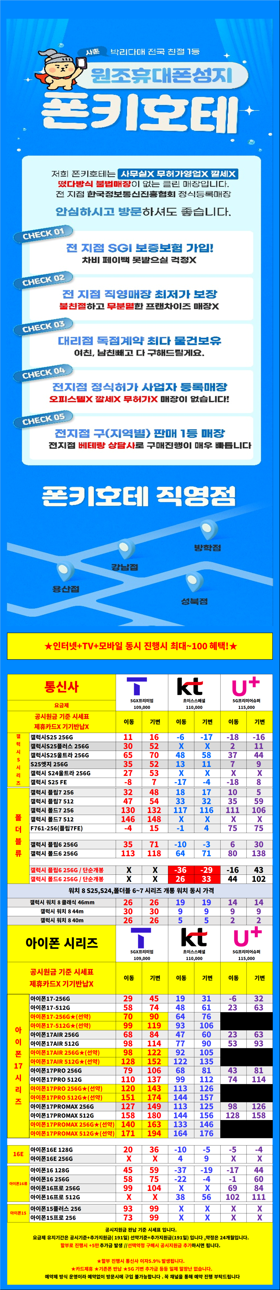 [용산구 1월특가판매] 서울시 용산 / 용산구 휴대폰 성지 시세표. 키즈폰특가 / 당일지급 / 제휴카드X / 기기반납X