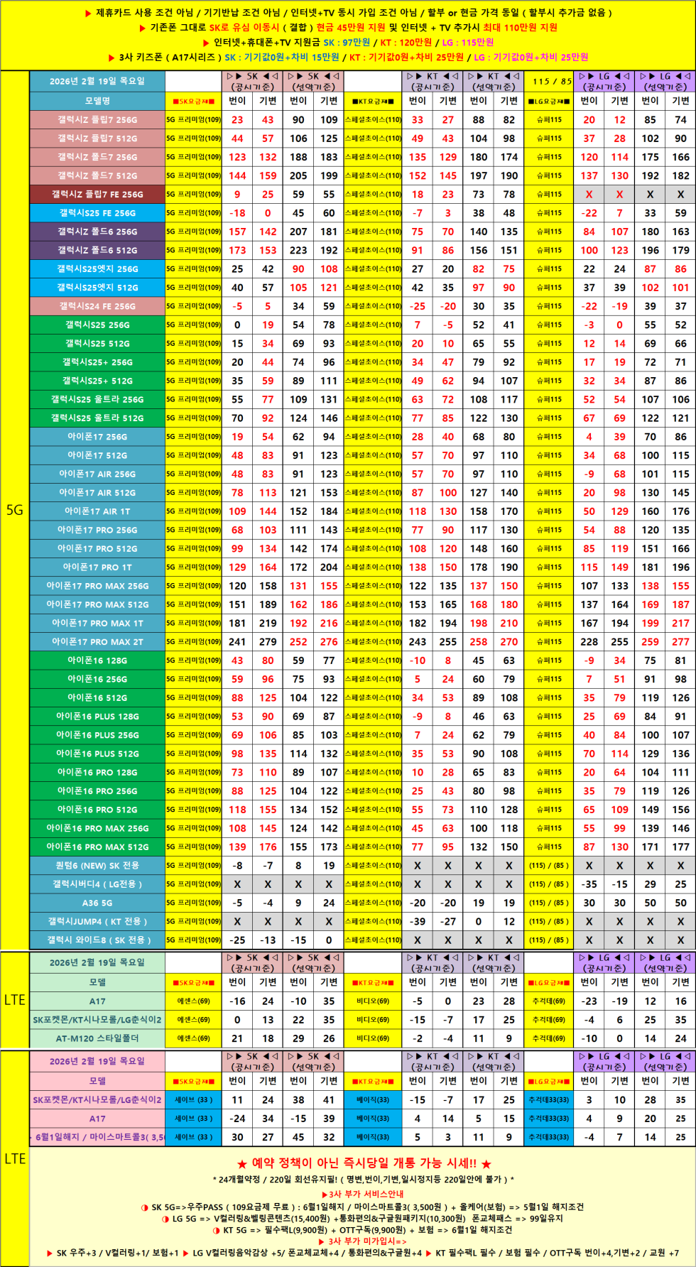 # 전라도 전주 휴대폰성지 시세표 #