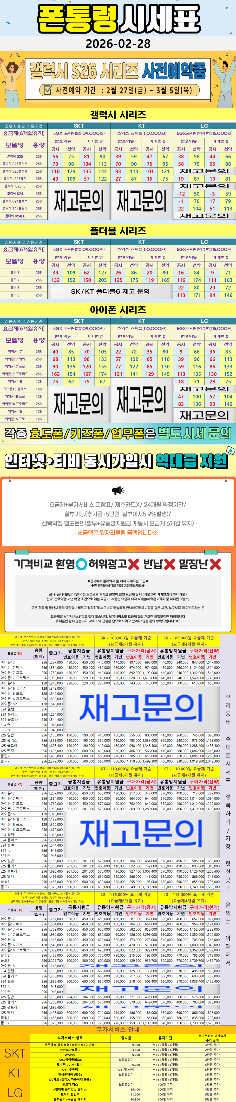 다산- 경기도 남양주시 휴대폰성지 시세표(다산동/도농동/지금동/금곡동/퇴계원면/별내면/진건읍)