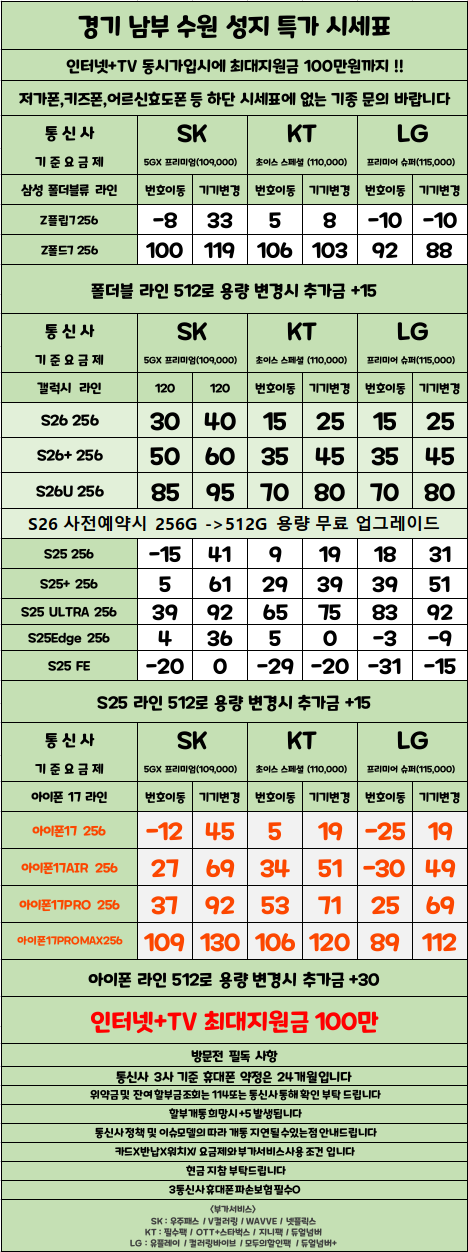 경기도 수원 성지 시세표 (카드X , 반납X)