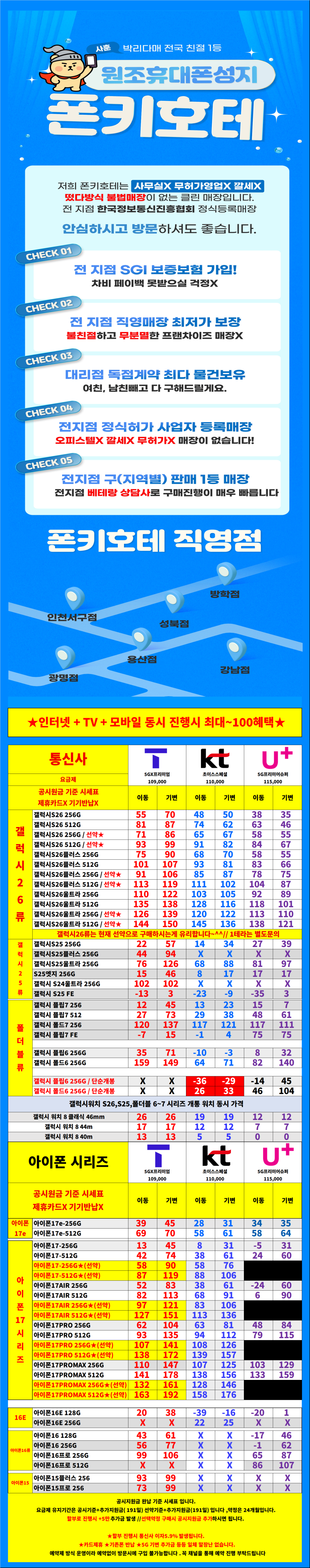 [3월특가진행] 서울시 용산 / 용산구 휴대폰 성지 시세표. 키즈폰특가 / 당일지급 / 제휴카드X / 기기반납X