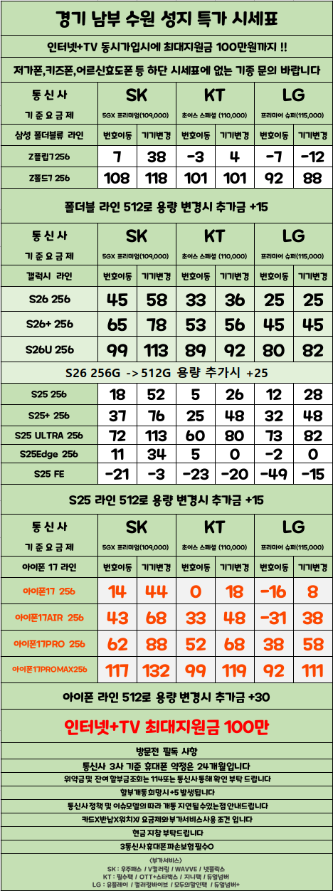 경기도 수원 성지 시세표 (카드X , 반납X)