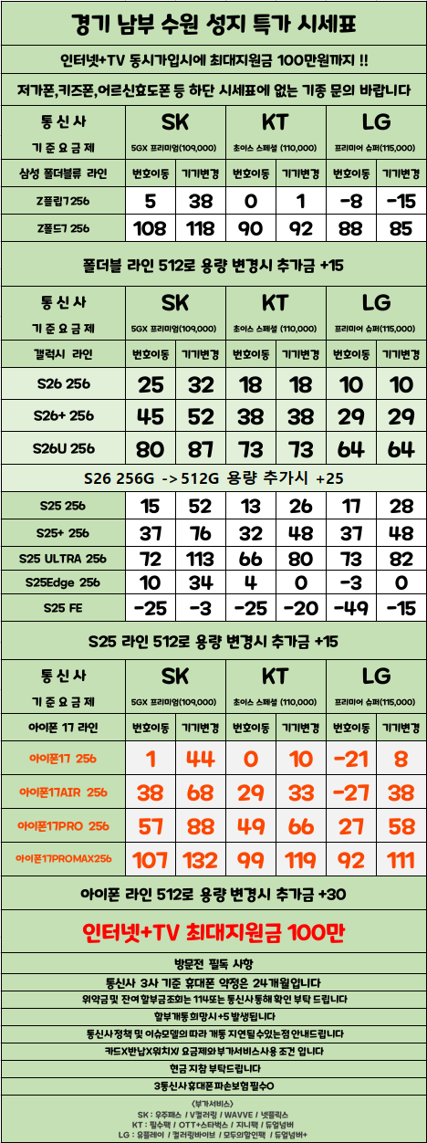 경기도 수원 성지 시세표 (카드X , 반납X)