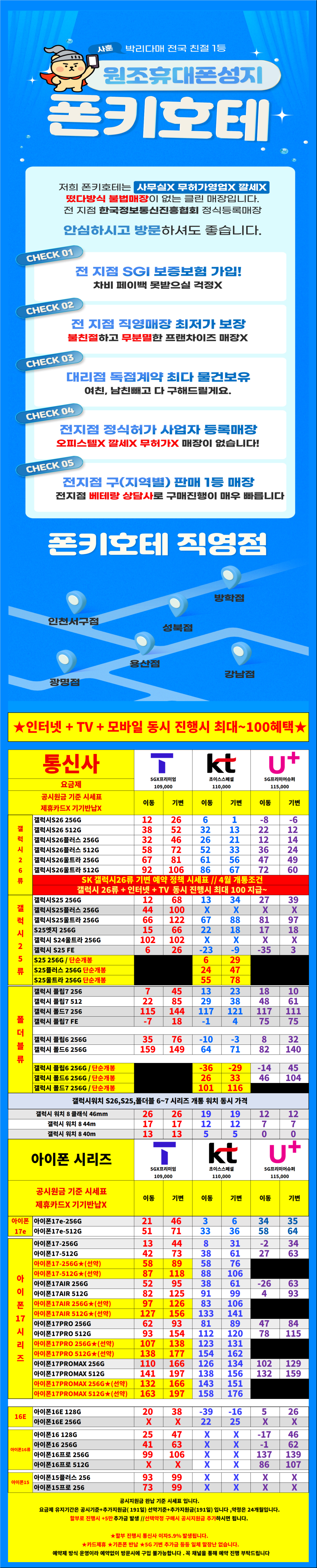 [3월특가진행] 서울시 용산 / 용산구 휴대폰 성지 시세표. 키즈폰특가 / 당일지급 / 제휴카드X / 기기반납X