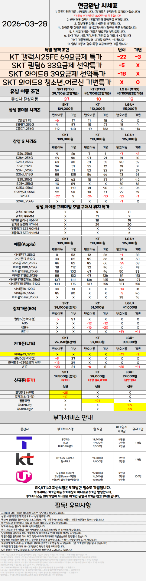 서울 관악구 휴대폰성지 시세표 ★S26 특가진행중★ [ 제휴카드 X , 반납 X ]