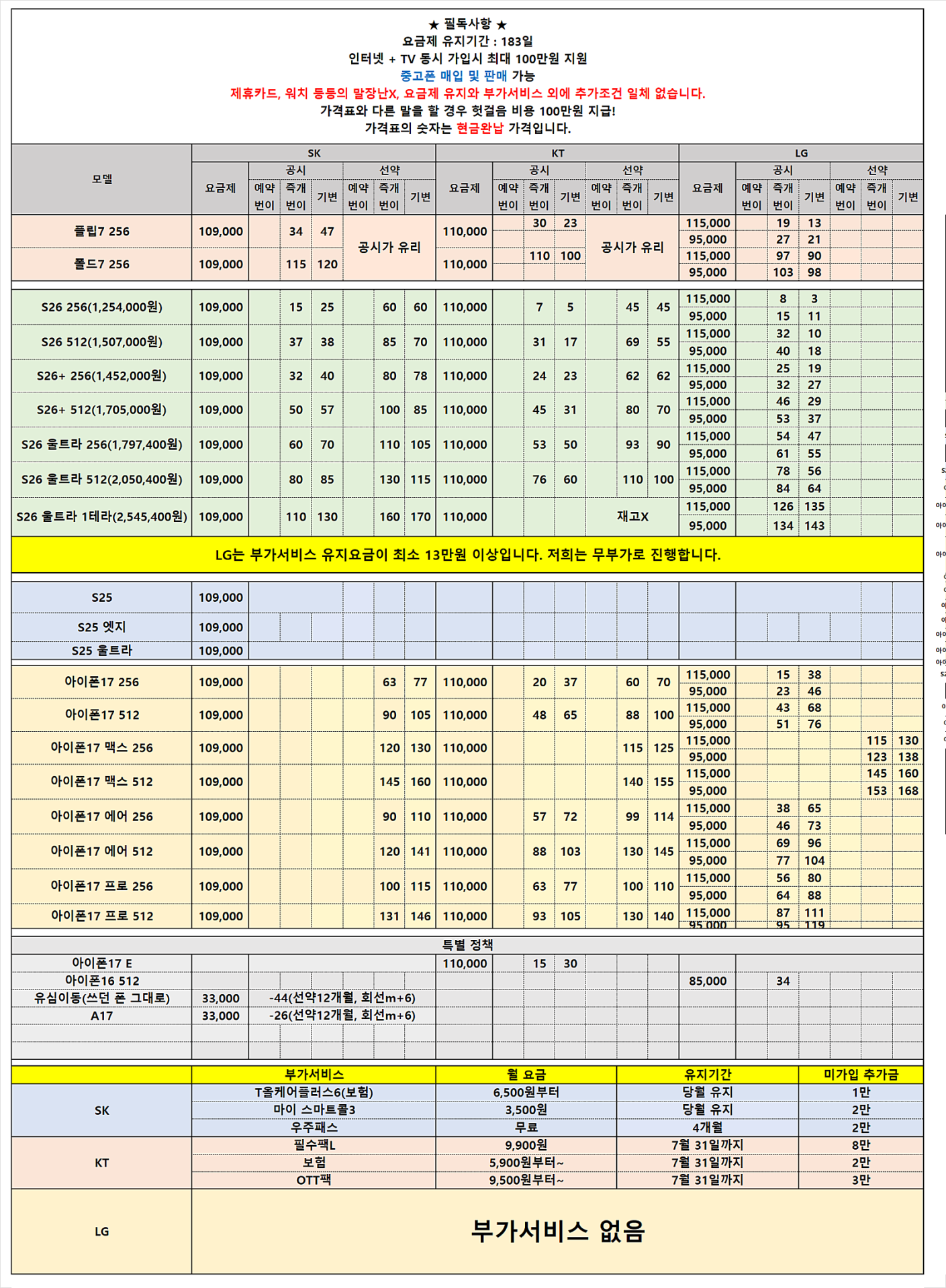 [안산성지] 딱 일주일만 이 가격으로! 현금완납 초특가! LG는 무부가 진행!!