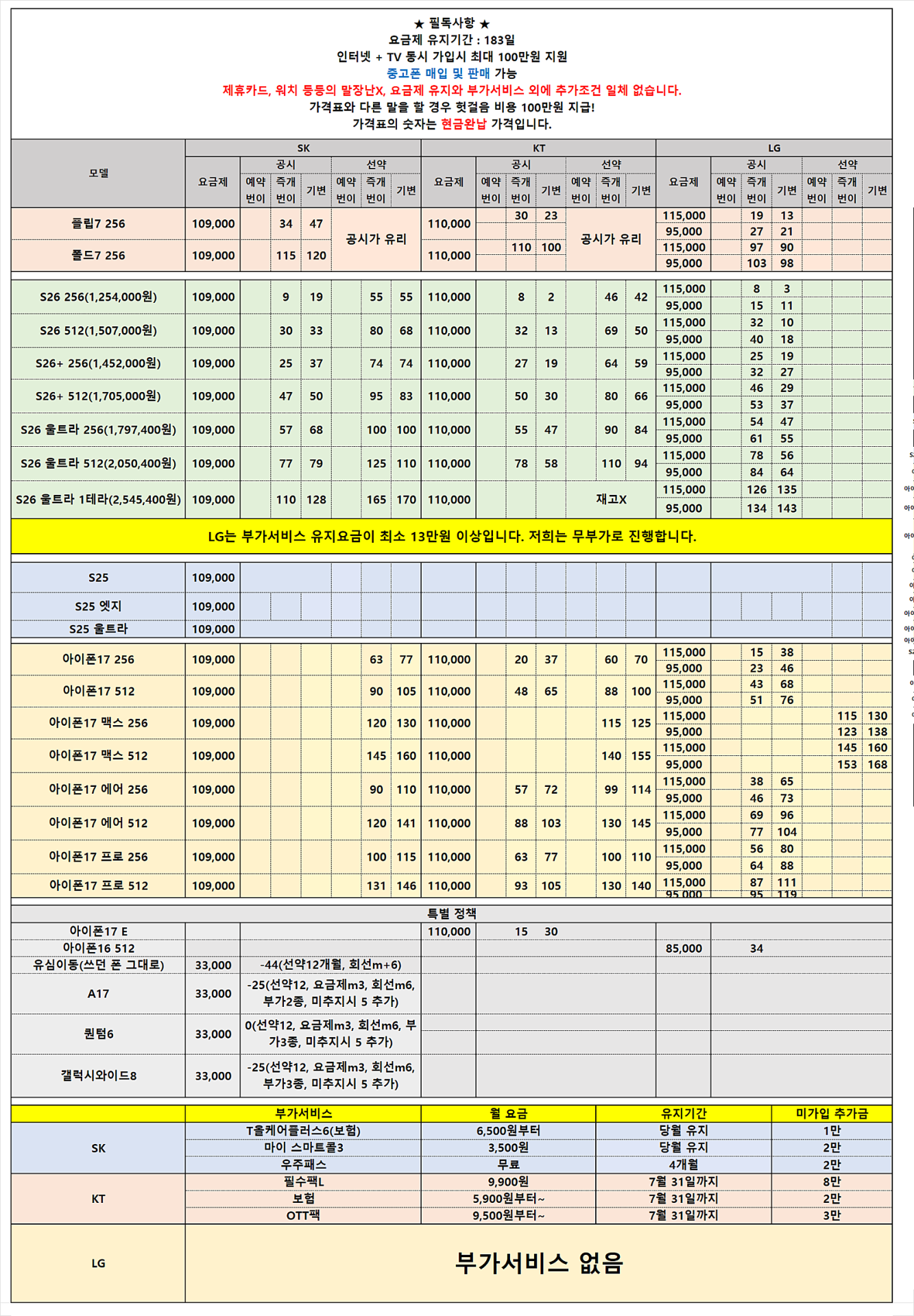 [안산성지] 딱 일주일만 이 가격으로! 현금완납 초특가! LG는 무부가 진행!!