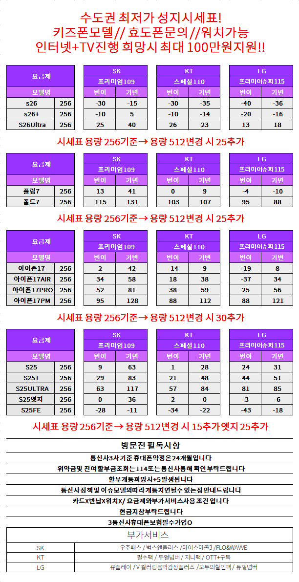 경기도 수원 성지 시세표 (카드X , 반납X)