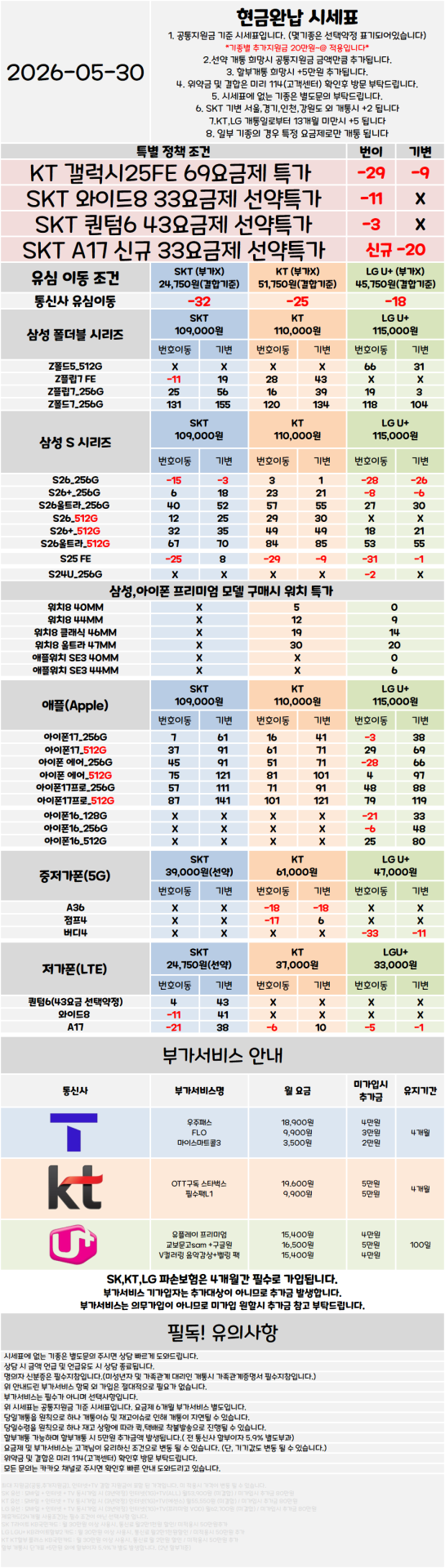 서울 관악구 휴대폰성지 시세표 ★S26 특가진행중★ [ 제휴카드 X , 반납 X ]