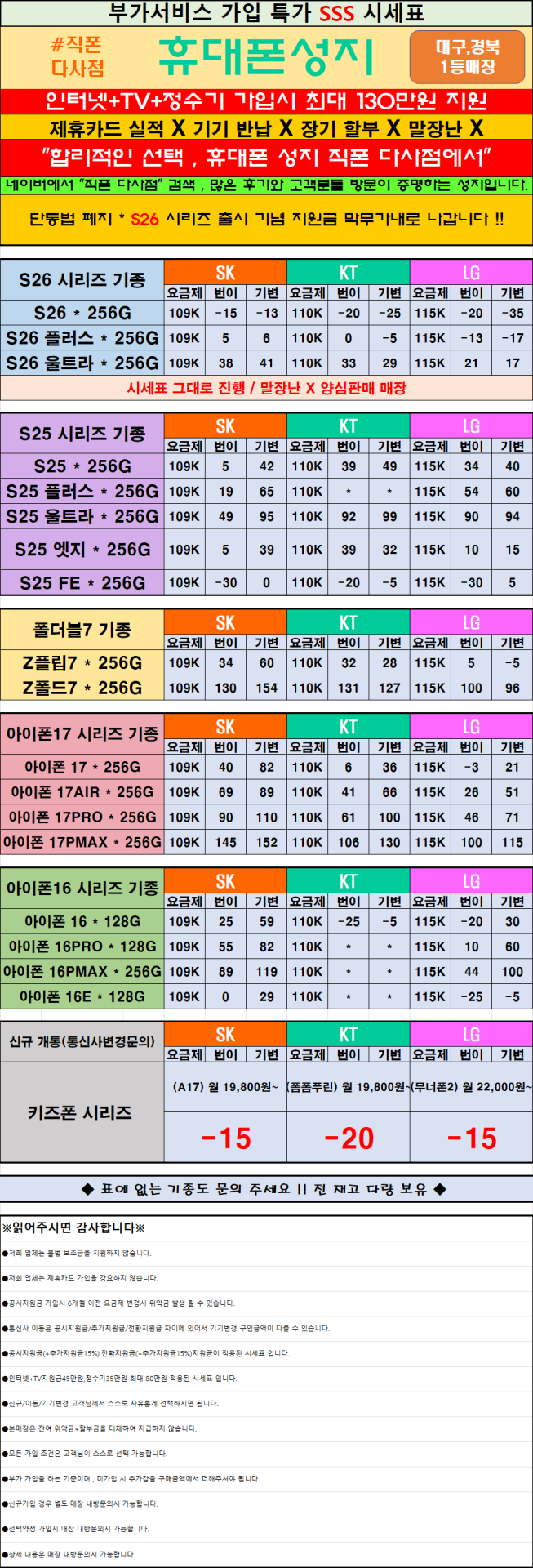 $대구휴대폰성지$ [달성군 대실,다사,서재,세천,현풍,화원,고령,성주,옥포 직폰] *직폰제휴점* 상조가입X36개월할부X제휴카드X기기반납X(직폰대실다사점) 직폰다사점