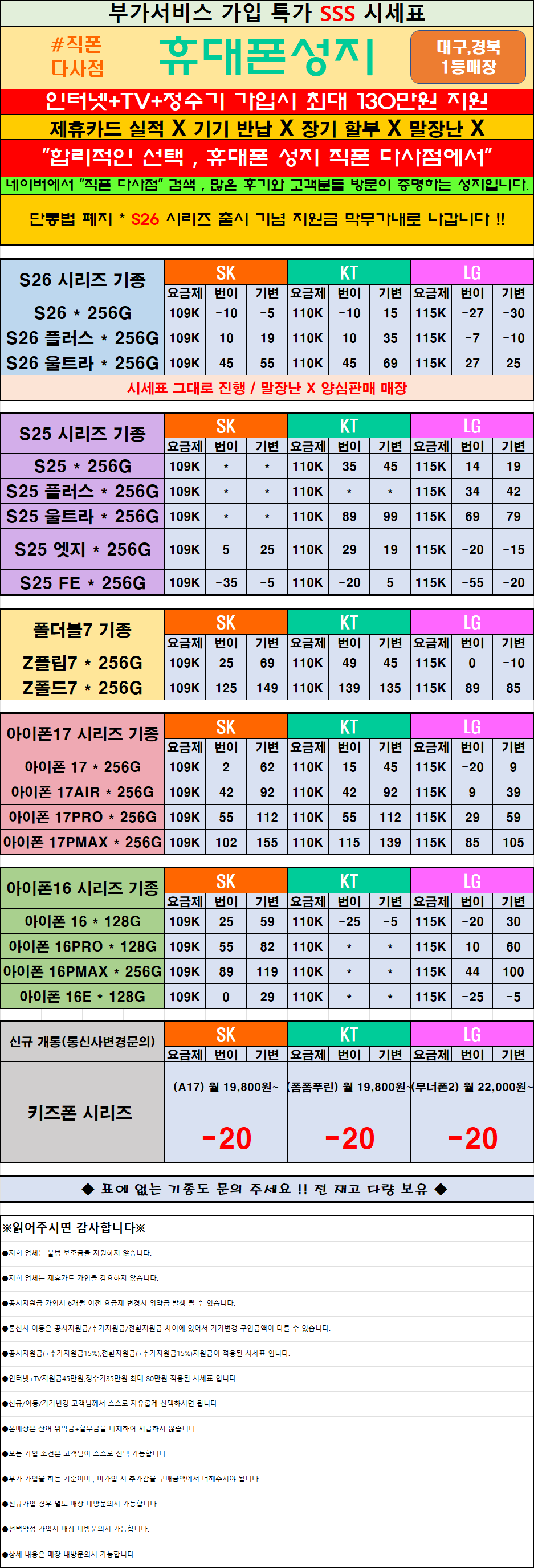 $대구휴대폰성지$ [달성군 대실,다사,서재,세천,현풍,화원,고령,성주,옥포 직폰] *직폰제휴점* 상조가입X36개월할부X제휴카드X기기반납X(직폰대실다사점) 직폰다사점