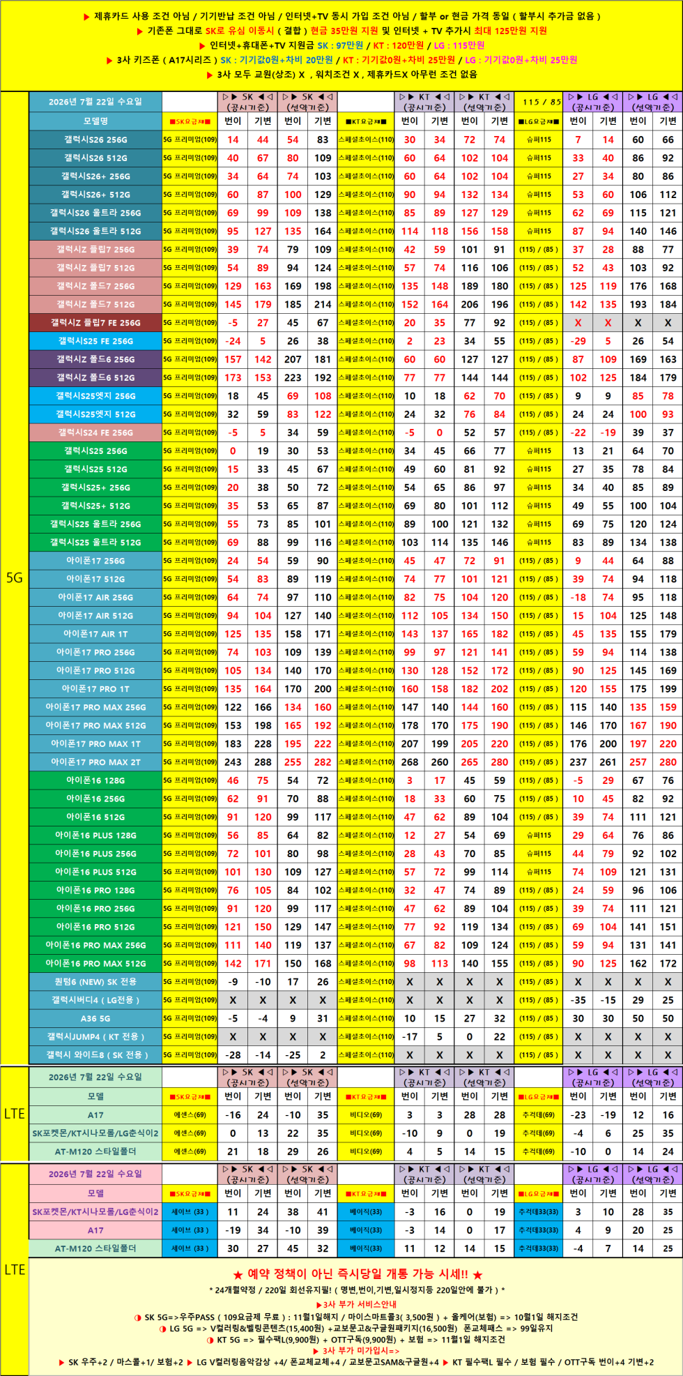 # 전라도 전주 휴대폰성지 시세표 #