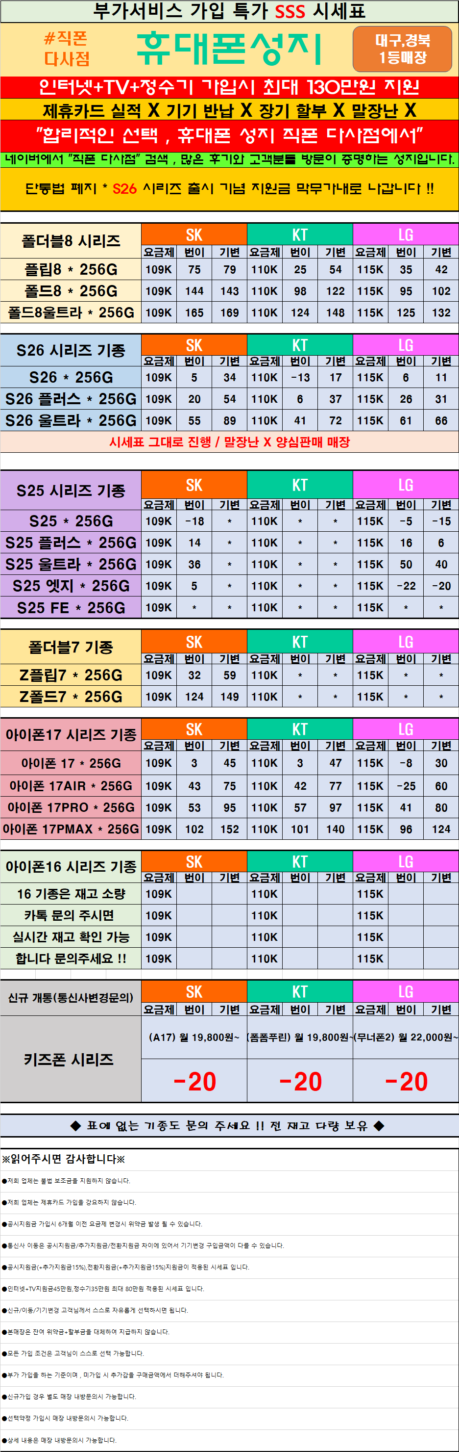 👉대구휴대폰성지 [달성군 대실,다사,서재,세천,현풍,화원,고령,성주,옥포 직폰] 🔥최대 할인🔥 *직폰제휴점* 상조가입X도어가드X제휴카드X기기반납X(직폰대실다사점) 👉직폰다사점