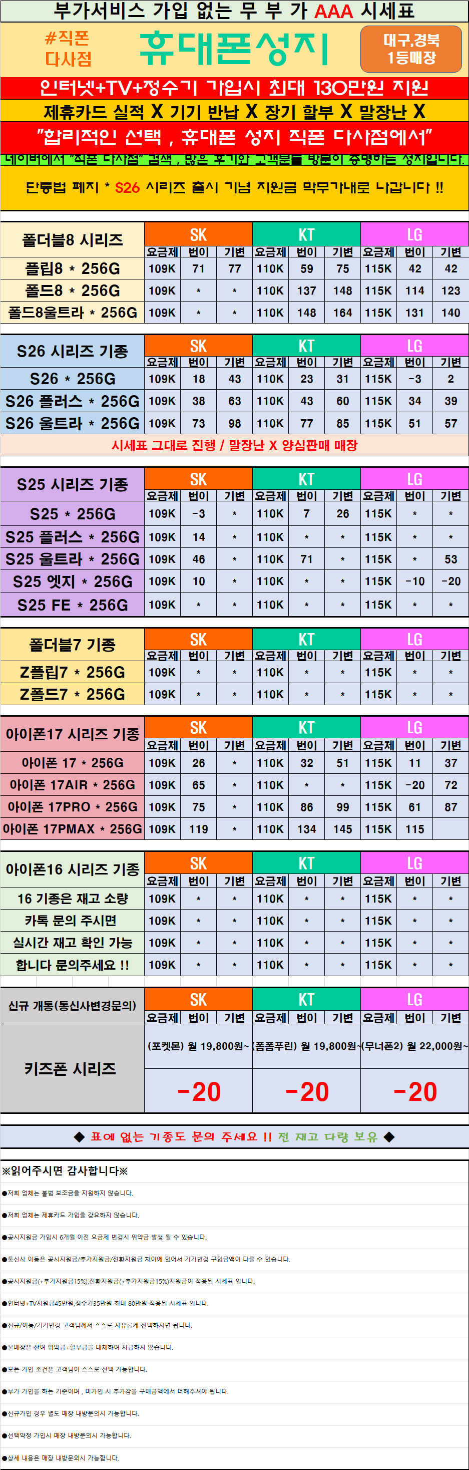 🔥대구휴대폰성지🔥 무부가 시세표 직폰 다사점 주차장완비 📞최대할인 문의 오이데~📞[달성군 대실,다사,서재,세천,현풍,화원,고령,성주,옥포 직폰]