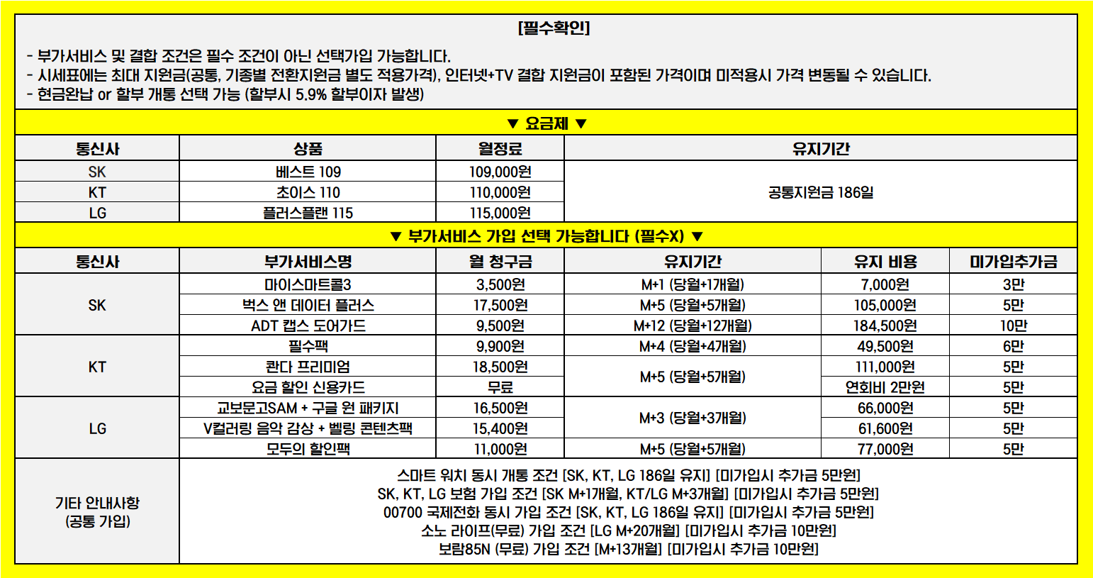 사직 직폰 9월 7일 특가 시세표 / 종합운동장역 5번 출구 앞 / 인터넷+티비 동시 가입 최대 지원