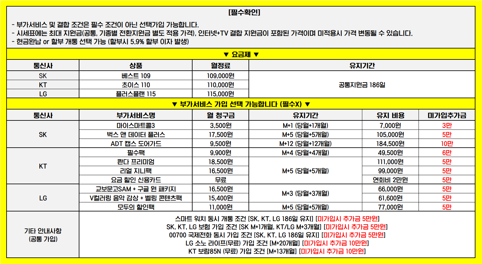 사직 직폰 9월 20일 특가 시세표 / 종합운동장역 5번 출구 앞 / 인터넷+티비 동시 가입 최대 지원