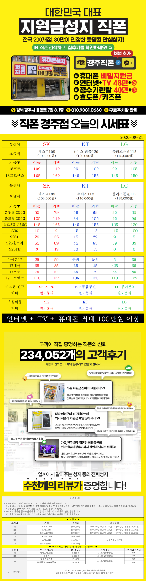 경주휴대폰성지/경주직폰점/아이폰18류 즉시개통!!/폴드6 LG 이동 특가!!/부가장난절대없음XX/인터넷TV최대지원//부가서비스확인필수!!